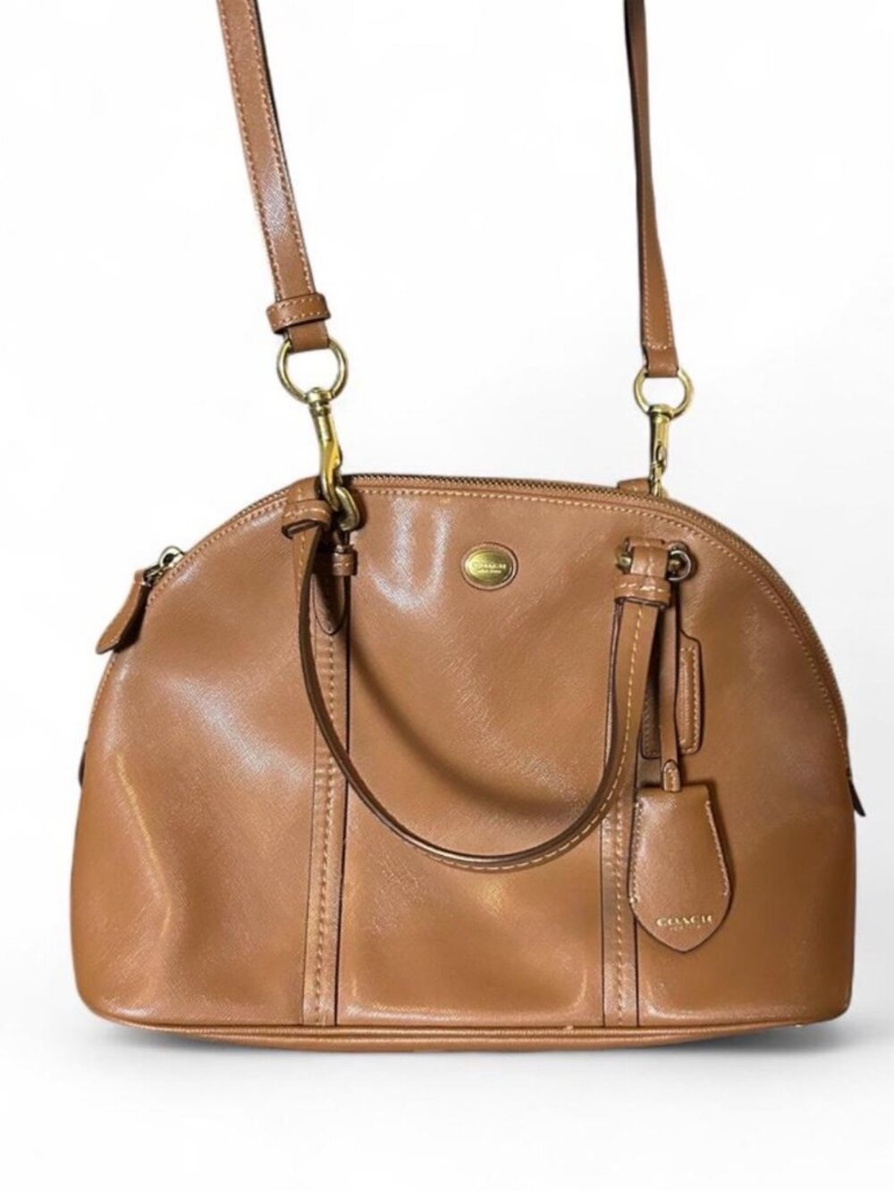 Coach F25671 Peyton Saffiano Leather Dome Satchel Bag